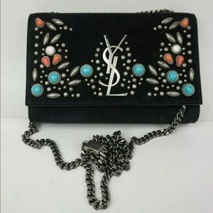 YSL Kate stone studded suede bag